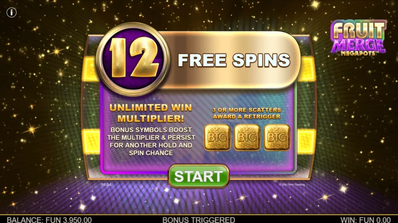 Fruit Merge Megapots - lancement des Free Spins